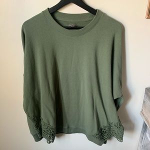 Aerie Lounge Crew Neck w/ Lace Trim